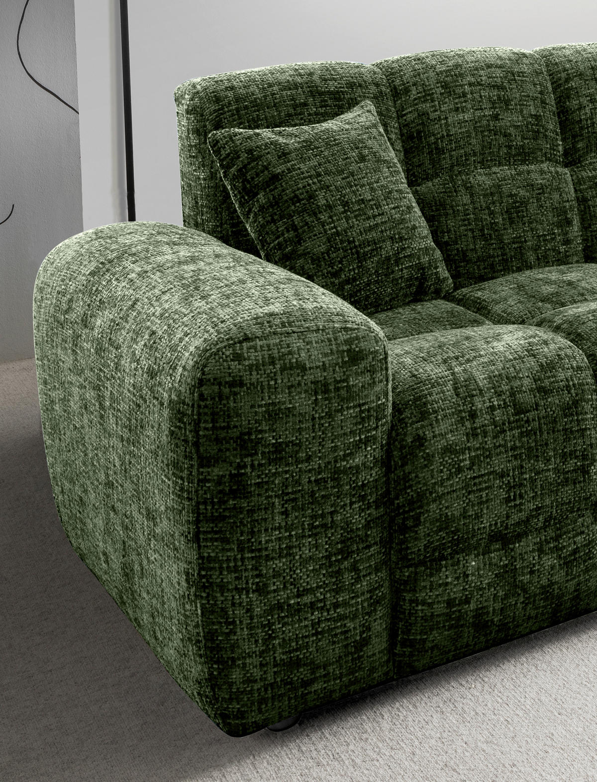 VIERSITZER-SOFA in Struktur Waldgrün  - Waldgrün/Schwarz, MODERN, Kunststoff/Textil (300/87/120cm) - Livetastic