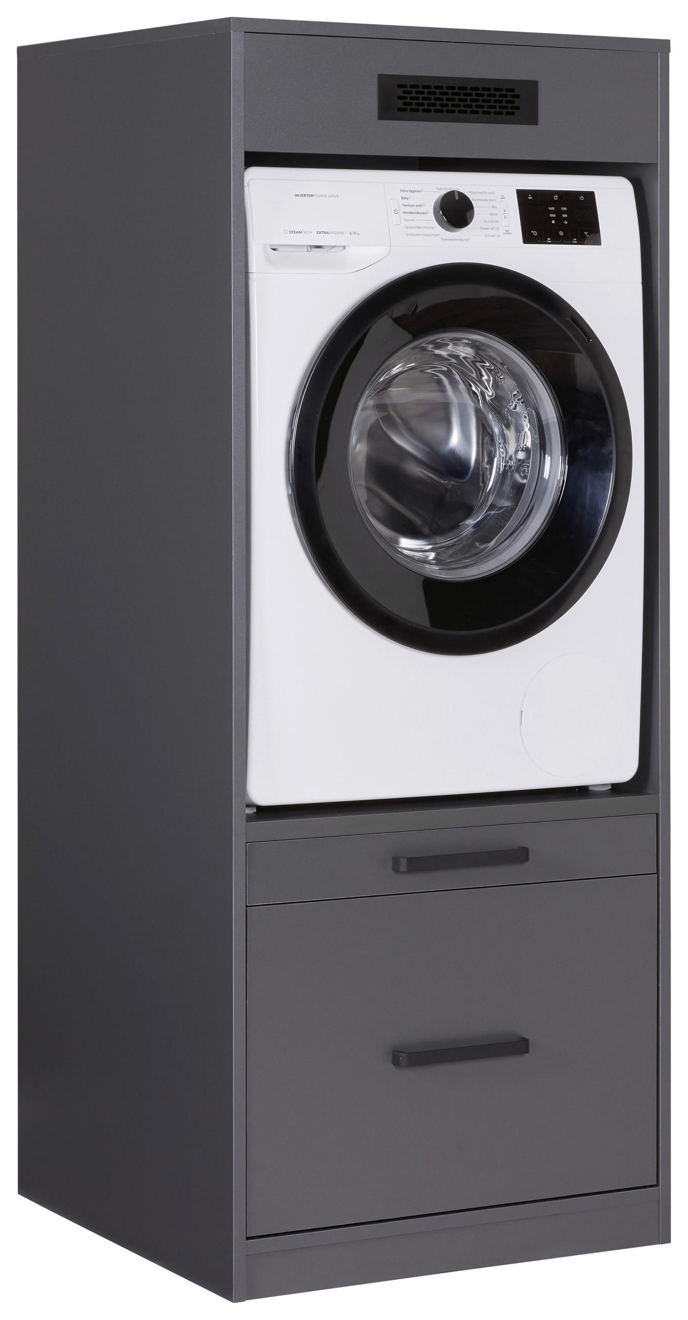 WASCHMASCHINENSCHRANK 67/164/68 cm  in Anthrazit  - Anthrazit/Schwarz, MODERN, Holzwerkstoff/Metall (67/164/68cm) - home24