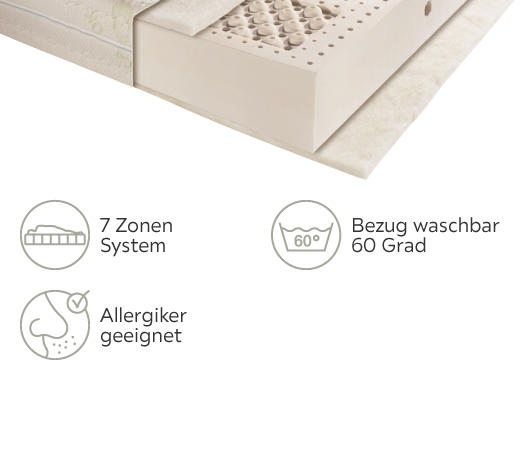LATEXMATRATZE 90/200 cm  - Weiß, Basics, Naturmaterialien/Textil (90/200cm) - Novel