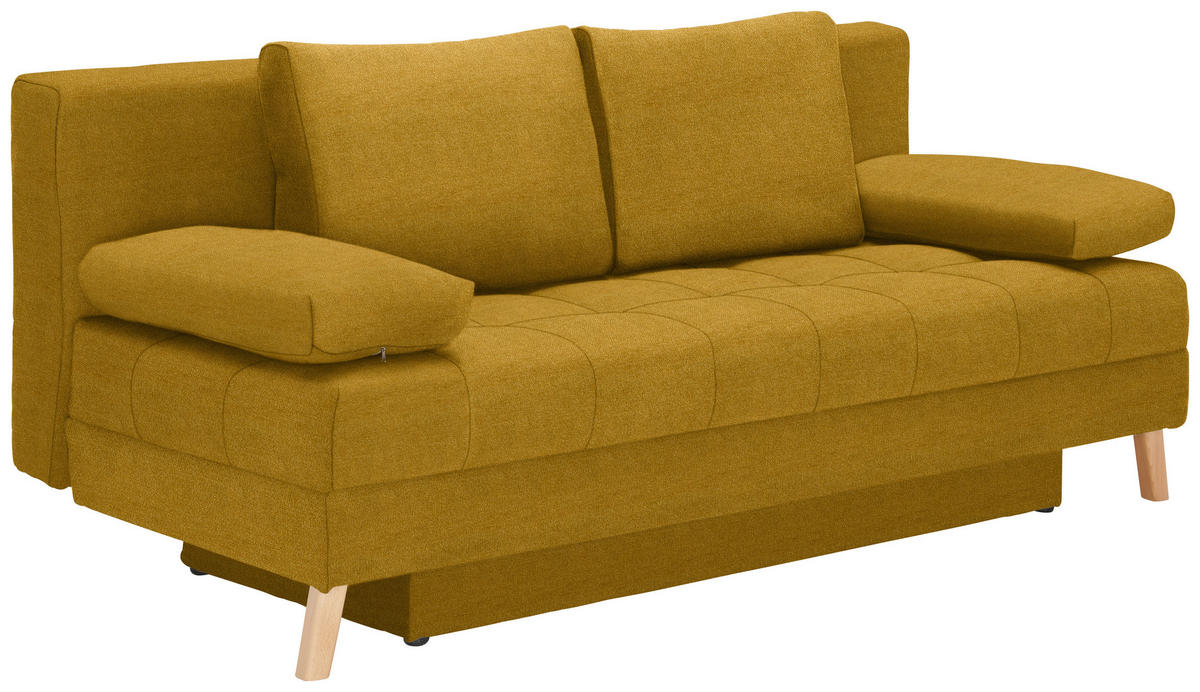 SCHLAFSOFA in Webstoff Gelb  - Gelb/Naturfarben, Konventionell, Holz/Textil (195/90/90cm) - Cantus