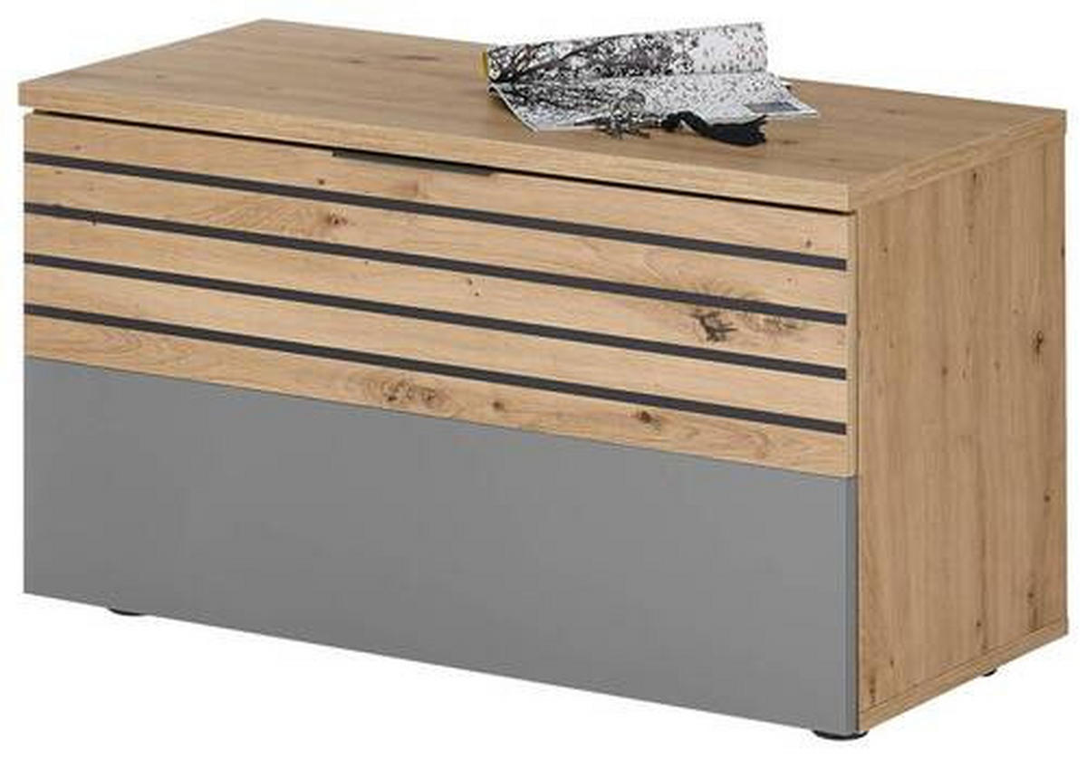 KLUPA ZA PREDSOBLJE  siva, hrast artisan  pločasti materijal  - siva/crna, Prirodno, pločasti materijal/plastika (85/48/38cm) - Xora
