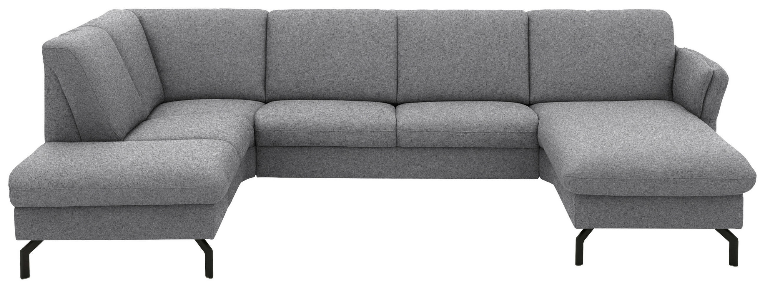 WOHNLANDSCHAFT  in Flachgewebe Grau  - Schwarz/Grau, KONVENTIONELL, Textil/Metall (190/307/170cm) - Beldomo Comfort
