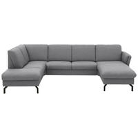 WOHNLANDSCHAFT Flachgewebe Grau  - Schwarz/Grau, Konventionell, Textil/Metall (190/307/170cm) - Beldomo Comfort