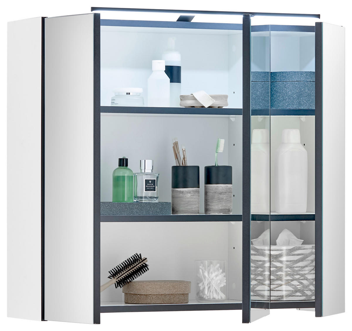 SPIEGELSCHRANK 80/70/23 cm  - Schwarz/Weiß, Basics, Glas/Holzwerkstoff (80/70/23cm) - MID.YOU