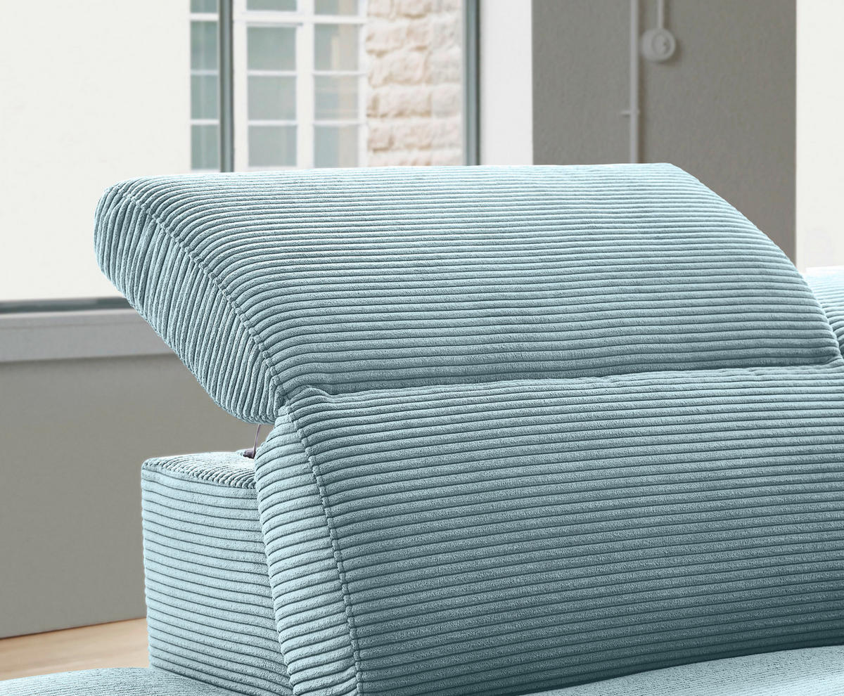 ECKSOFA in Cord Hellblau  - Schwarz/Hellblau, Design, Textil (223/290cm) - Pure Home Lifestyle