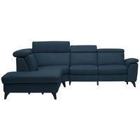 ECKSOFA in Echtleder Dunkelblau  239/285 cm  - Schwarz/Dunkelblau, Design, Leder/Metall (239/285cm) - Cantus