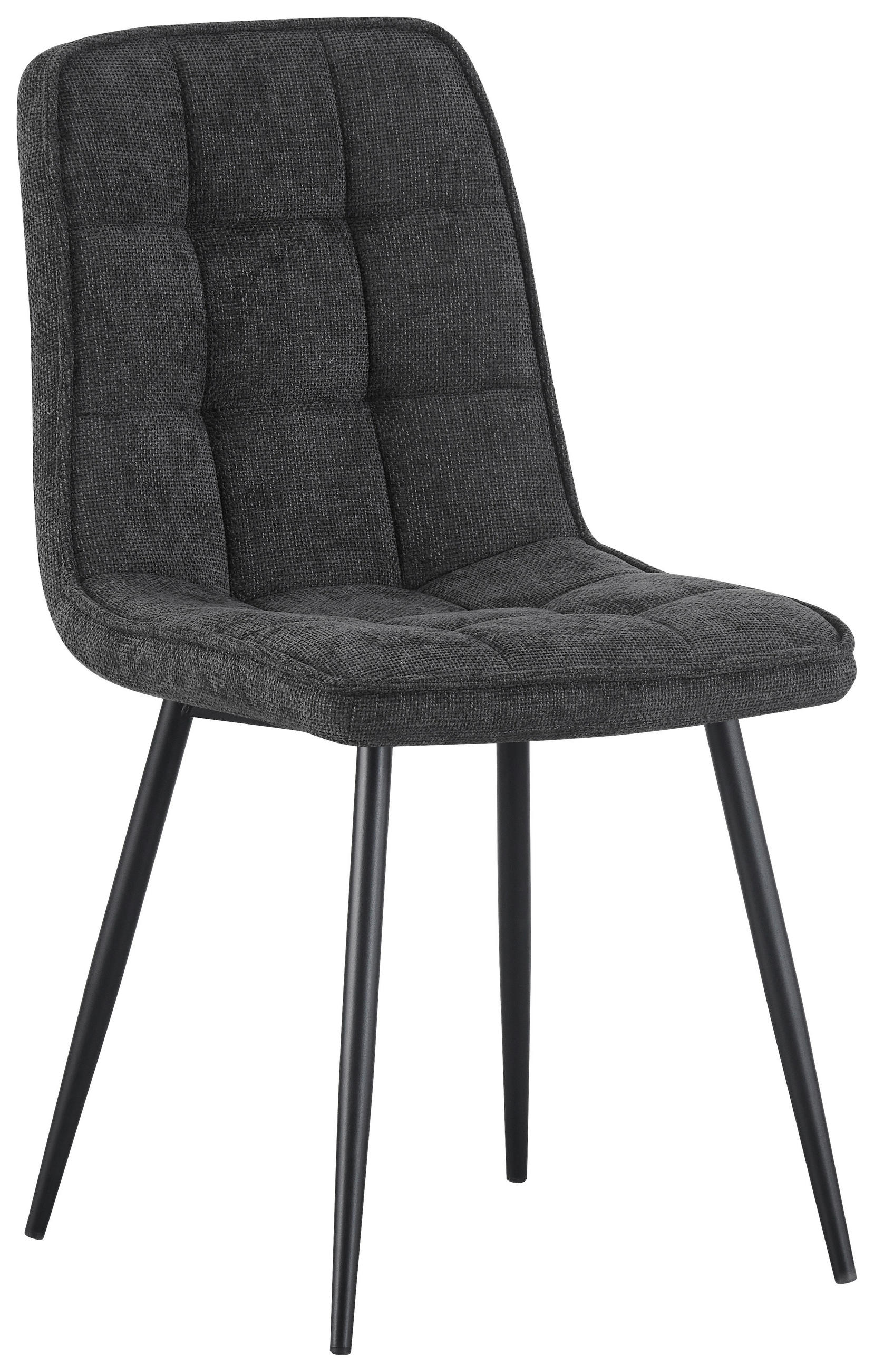 STUHL  in Eisen Leinenoptik Holz, Metall, Textil  - Anthrazit/Schwarz, KONVENTIONELL, Holz/Textil (45/89/58cm) - MID.YOU