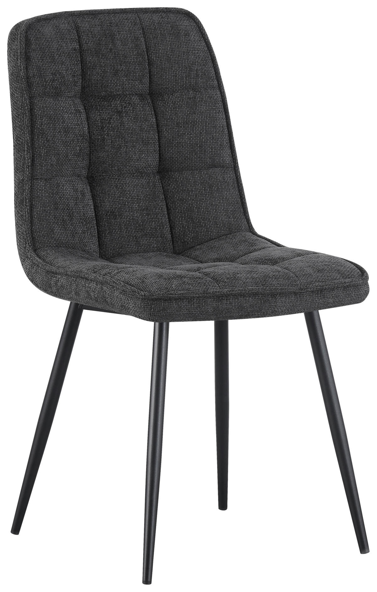 STUHL  in Eisen Leinenoptik Holz, Metall, Textil  - Anthrazit/Schwarz, KONVENTIONELL, Holz/Textil (45/89/58cm) - MID.YOU