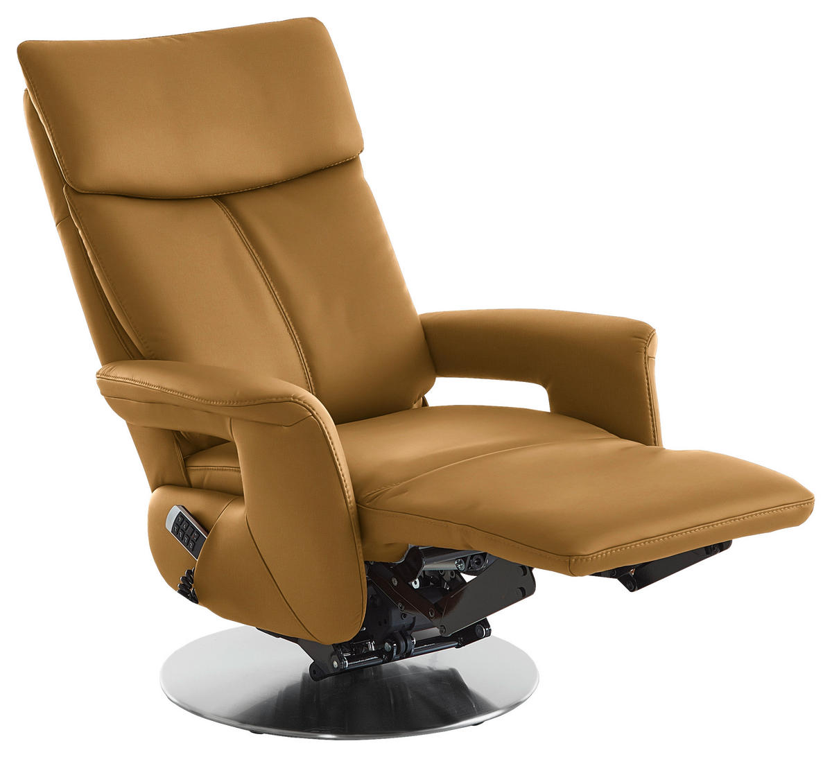 RELAXSESSEL in Leder Cognac  - Edelstahlfarben/Cognac, Design, Leder/Metall (78/112/85cm) - Cantus