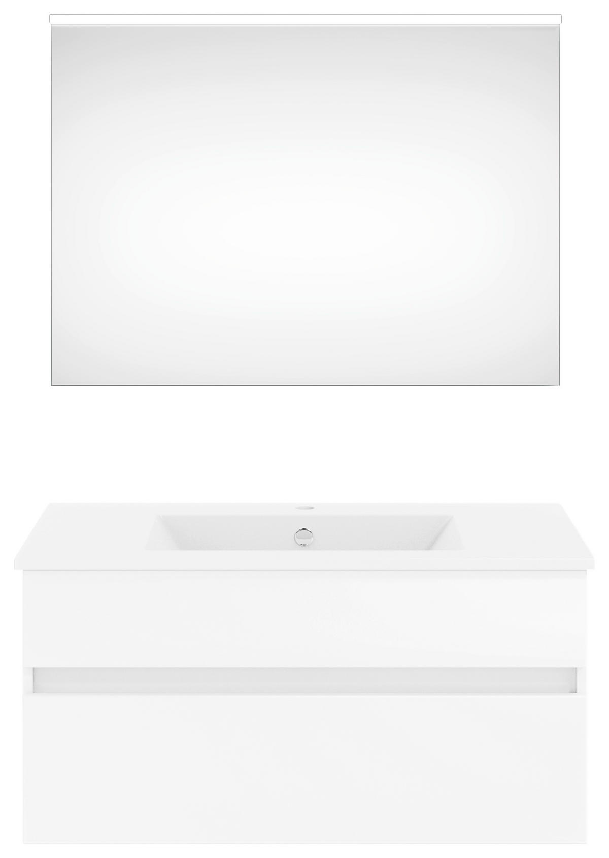 BADEZIMMER 92 cm  - Weiss Hochglanz/Weiss, Konventionell, Holzwerkstoff (92cm) - Puris