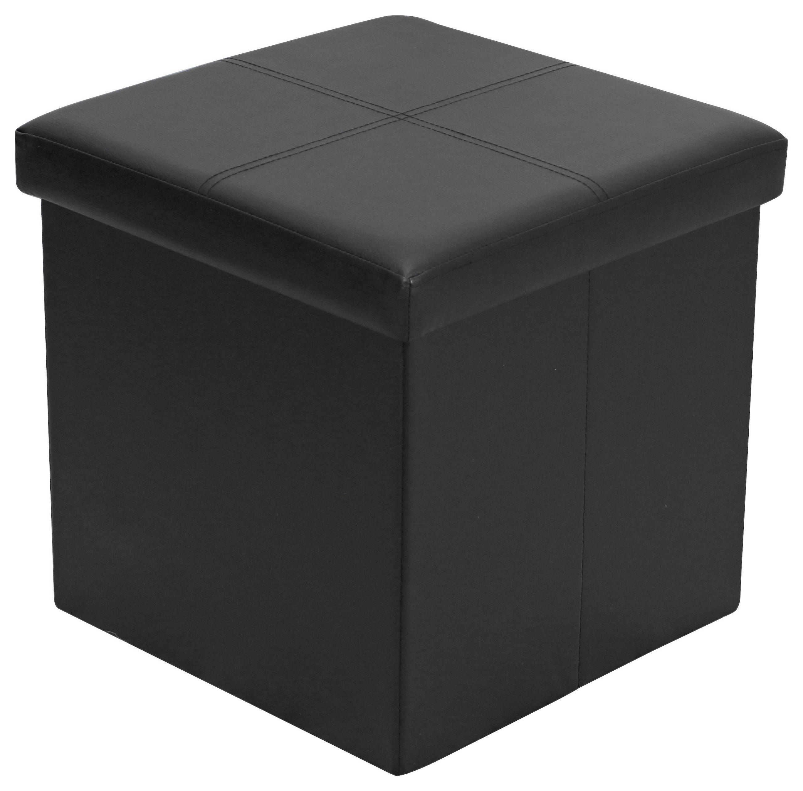 Sitzwürfel Oliver Schwarz 38x38x38 cm, Lederlook