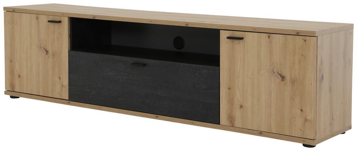 LOWBOARD  in 180/50/40 cm  - Schwarz/Eiche Artisan, MODERN, Holzwerkstoff/Metall (180/50/40cm) - MID.YOU