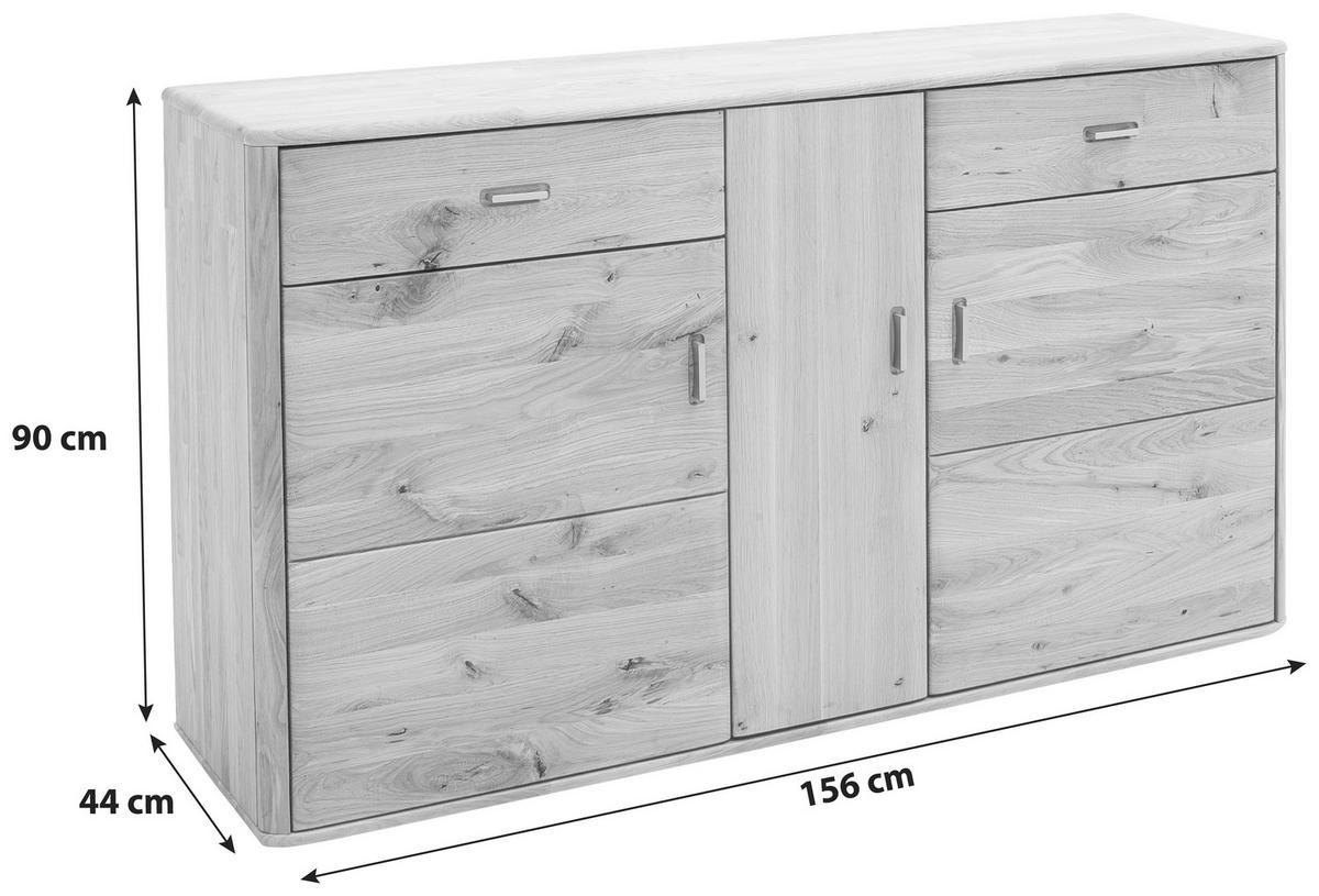 SIDEBOARD 156/90/44 cm  in Eichefarben  - Eichefarben/Silberfarben, Design, Holz/Metall (156/90/44cm) - Livetastic