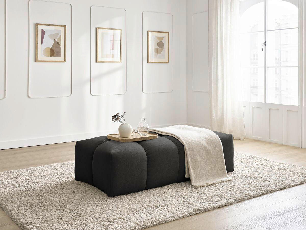 HOCKER EVEREST Struktur Schwarz  - Schwarz, MODERN, Kunststoff/Textil (140/70/40cm)