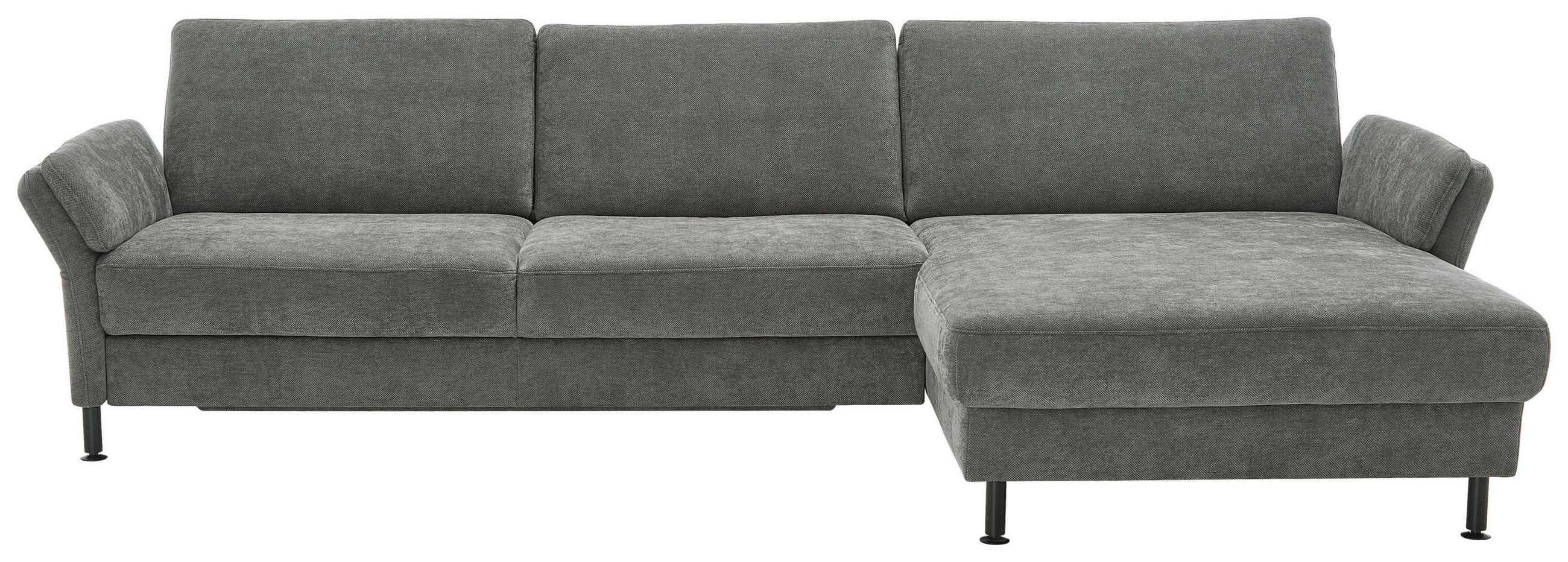 ECKSOFA in Chenille, Flachgewebe Dunkelgrau  - Dunkelgrau/Schwarz, Design, Textil/Metall (316/175cm) - Dieter Knoll