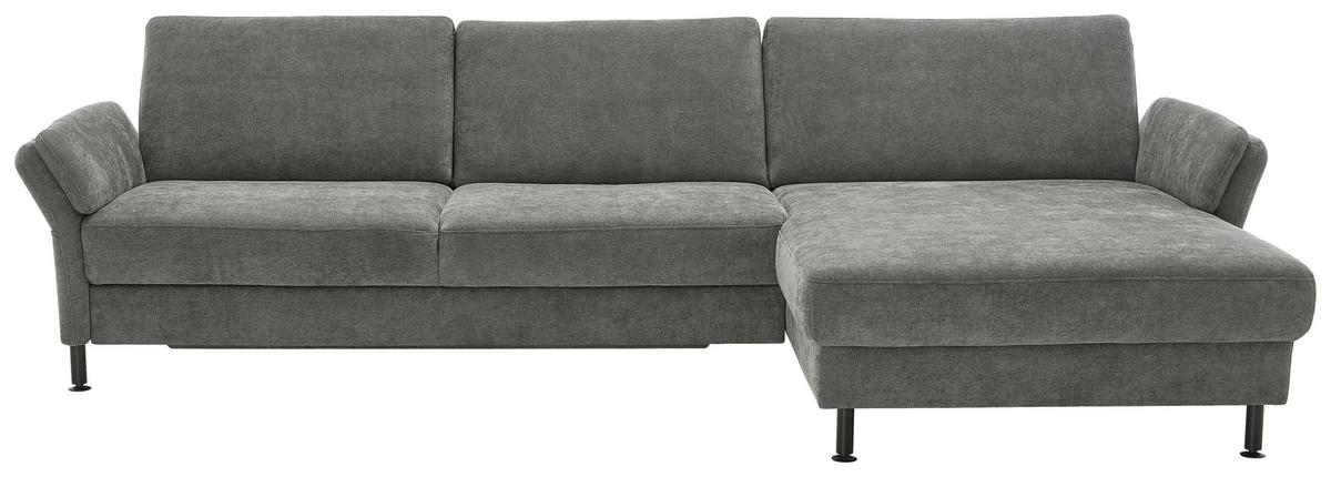 ECKSOFA in Chenille, Flachgewebe Dunkelgrau  - Dunkelgrau/Schwarz, Design, Textil/Metall (316/175cm) - Dieter Knoll