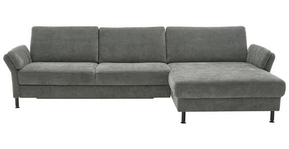 ECKSOFA in Chenille, Flachgewebe Dunkelgrau 316/175 cm - Dunkelgrau/Schwarz, Design, Textil/Metall (316/175cm) - Dieter Knoll