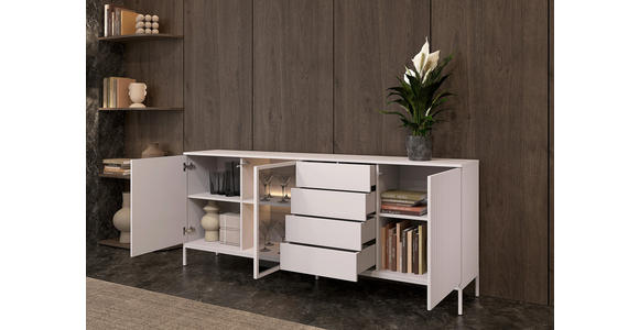 SIDEBOARD  205,8/81/38 cm 4 Schublade(n)  - Kaschmir, KONVENTIONELL, Glas/Holzwerkstoff (205,8/81/38cm) - Xora
