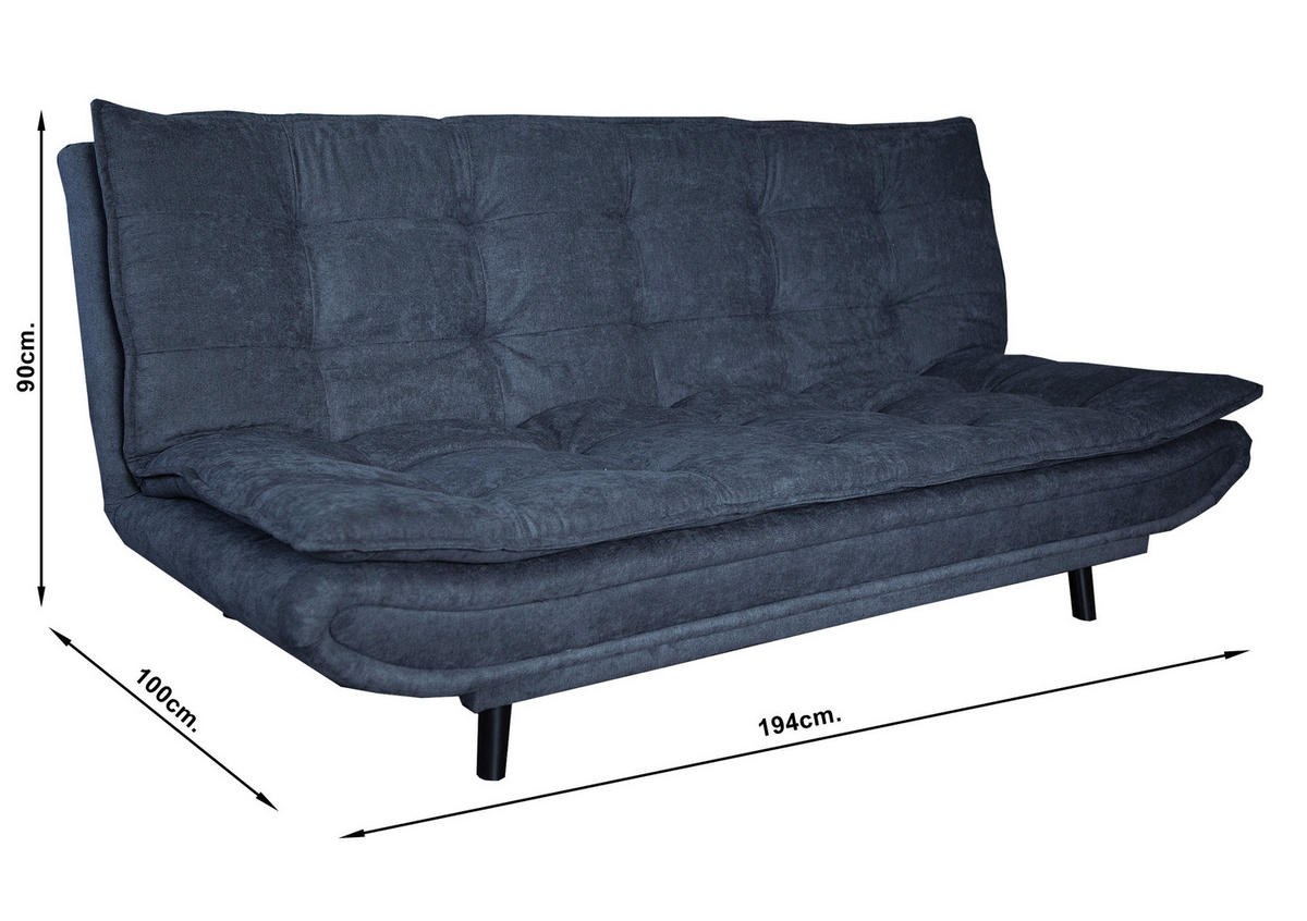 SCHLAFSOFA Mikrofaser, gesteppt Anthrazit  - Anthrazit/Schwarz, MODERN, Holz/Textil (194/100/90cm) - P & B