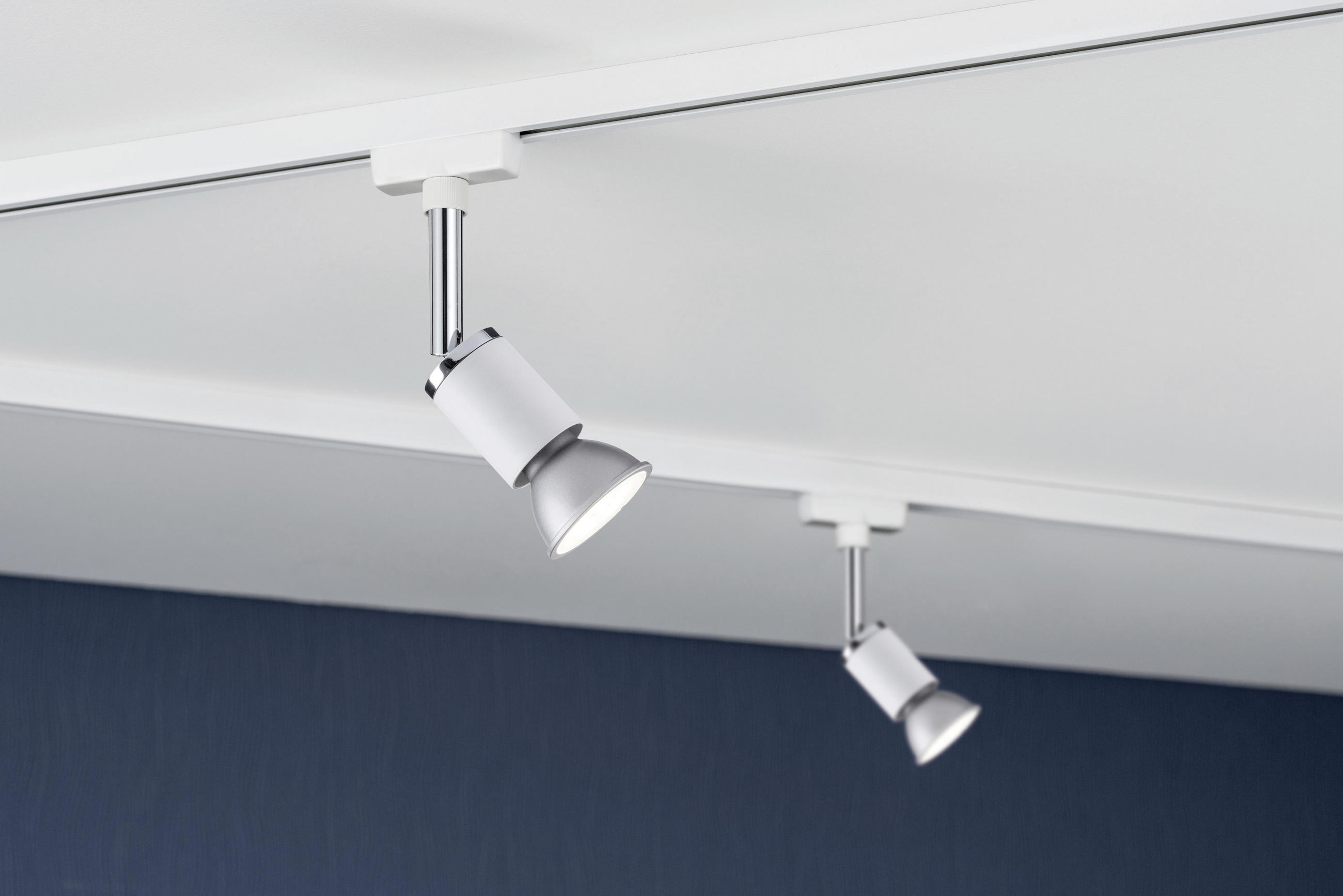 SCHIENENSYSTEM-STRAHLER - Chromfarben/Weiß, Design, Metall (5,8/11/6,6cm) - Paulmann
