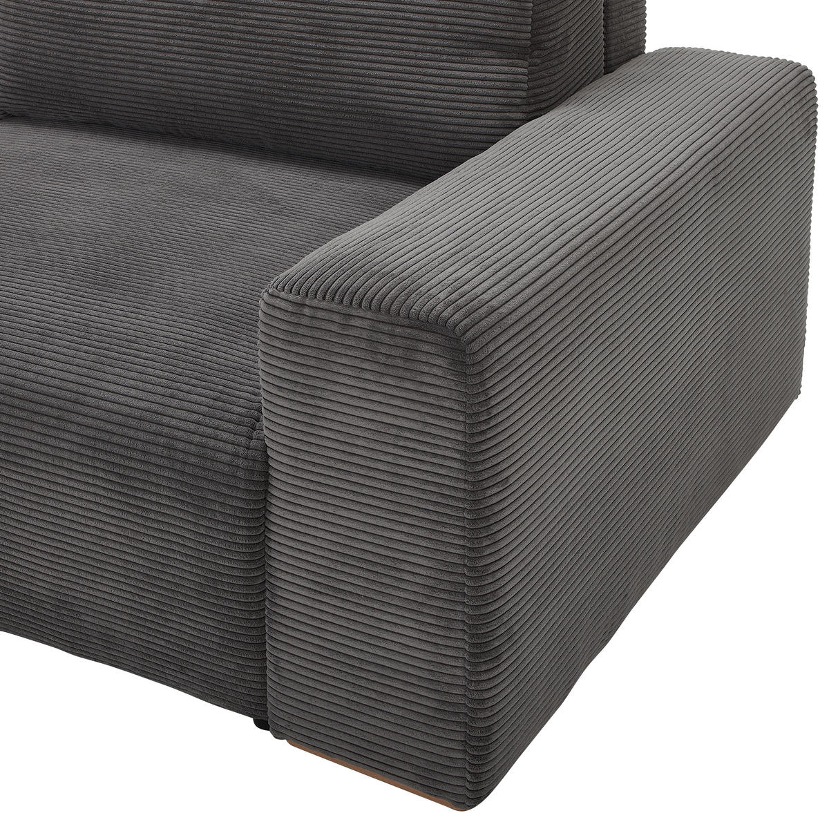 SCHLAFSOFA  mit Liegefunktion Cord Grau  - Buchefarben/Schwarz, KONVENTIONELL, Holz/Kunststoff (255/86/123cm) - Livetastic