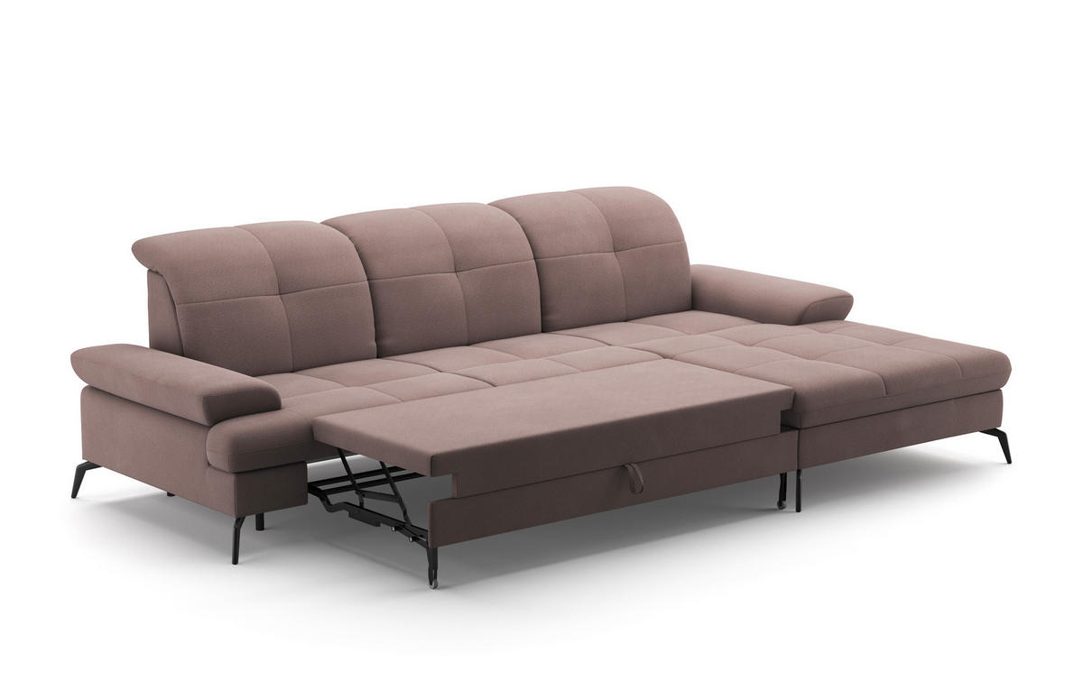 CANAPÉ D'ANGLE in Flachgewebe Taupe  - Taupe/Schwarz, Konventionell, Textil/Metall (279/185cm) - Sit & More