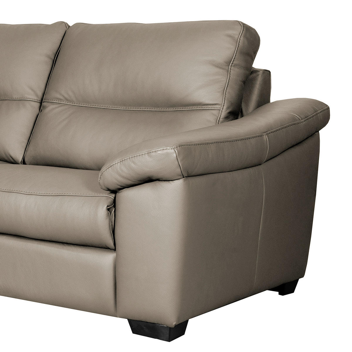 2,5-SITZER  in Echtleder Grau   - Schwarz/Grau, Design, Leder/Holz (214/97/97cm) - Livetastic