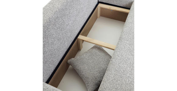 ECKSOFA Grau Flachgewebe Zierkissen, Rückenkissen, Bettkasten, Schlaffunktion, Rücken echt, Liegefläche im Originalstoff  - Schwarz/Grau, KONVENTIONELL, Kunststoff/Textil (145/285cm) - Carryhome