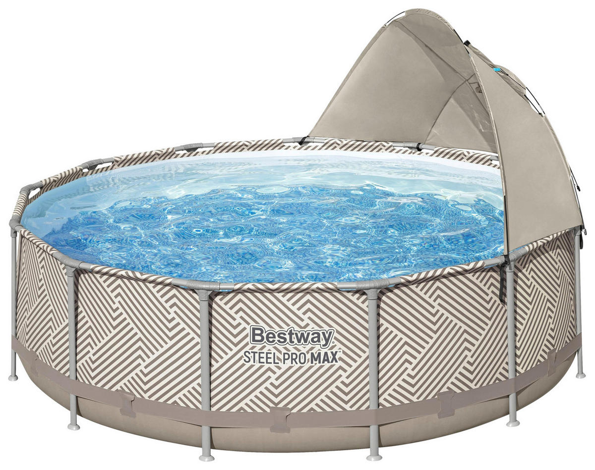 POOL 366/107 cm  - Dunkelgrau, KONVENTIONELL, Glas/Kunststoff (366/107cm) - Bestway
