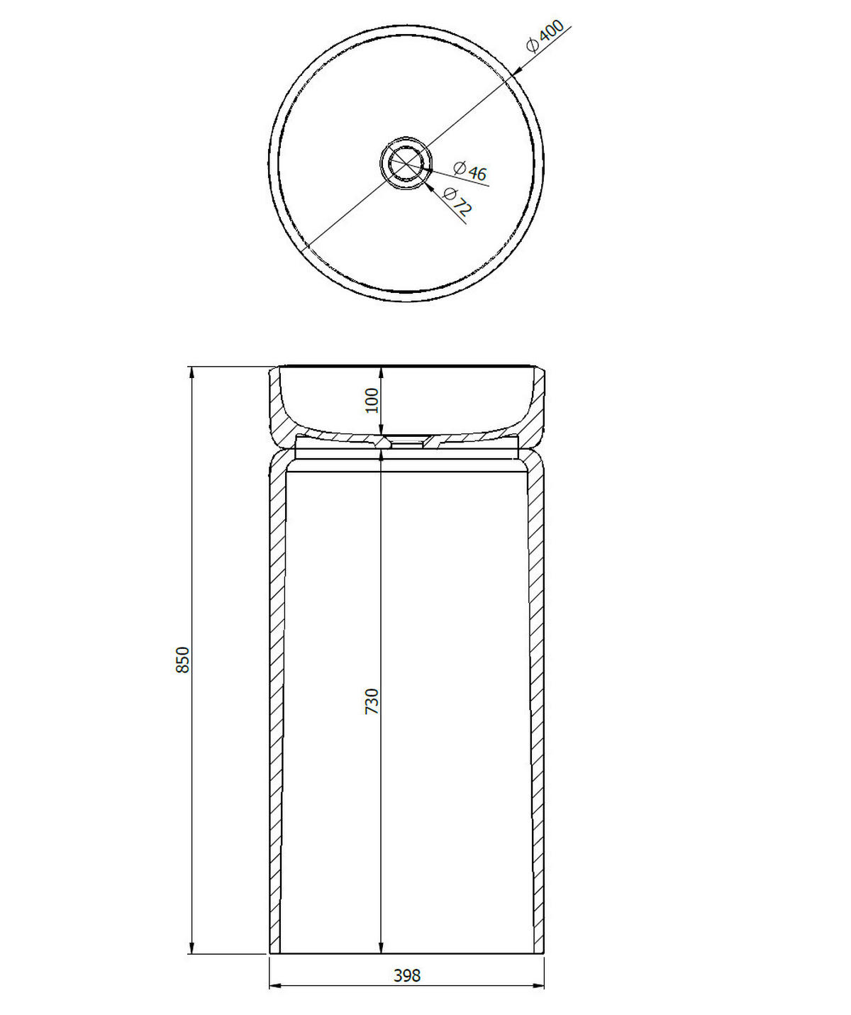 WASCHBECKEN 40/85/40 cm  - Creme, Basics, Stein (40/85/40cm) - Dieter Knoll