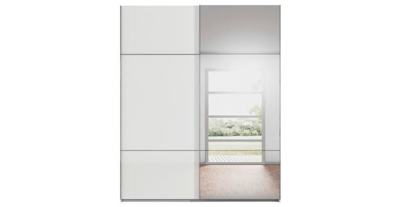 SCHWEBETÜRENSCHRANK 201/223/68 cm 2-türig Grau, Weiß - Chromfarben/Weiß, KONVENTIONELL, Glas/Holzwerkstoff (201/223/68cm) - Novel