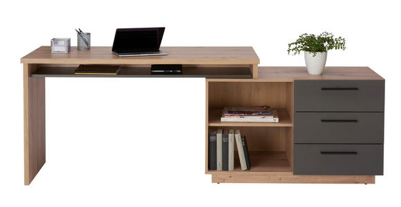 SCHREIBTISCHKOMBINATION Anthrazit, Eiche Artisan - Anthrazit/Eiche Artisan, KONVENTIONELL, Holzwerkstoff (138/105/75cm) - Xora