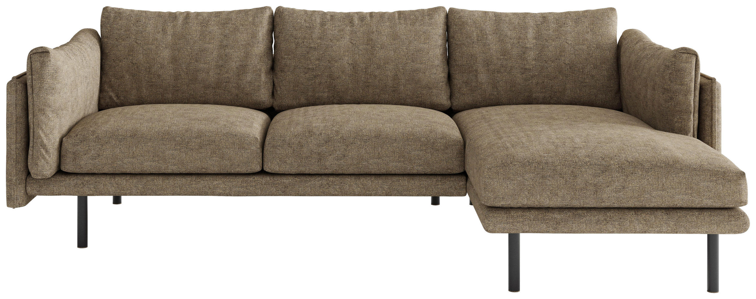 ECKSOFA Hellbraun Flachgewebe  - Hellbraun/Beige, Design, Textil/Metall (268/160/80cm) - Novel