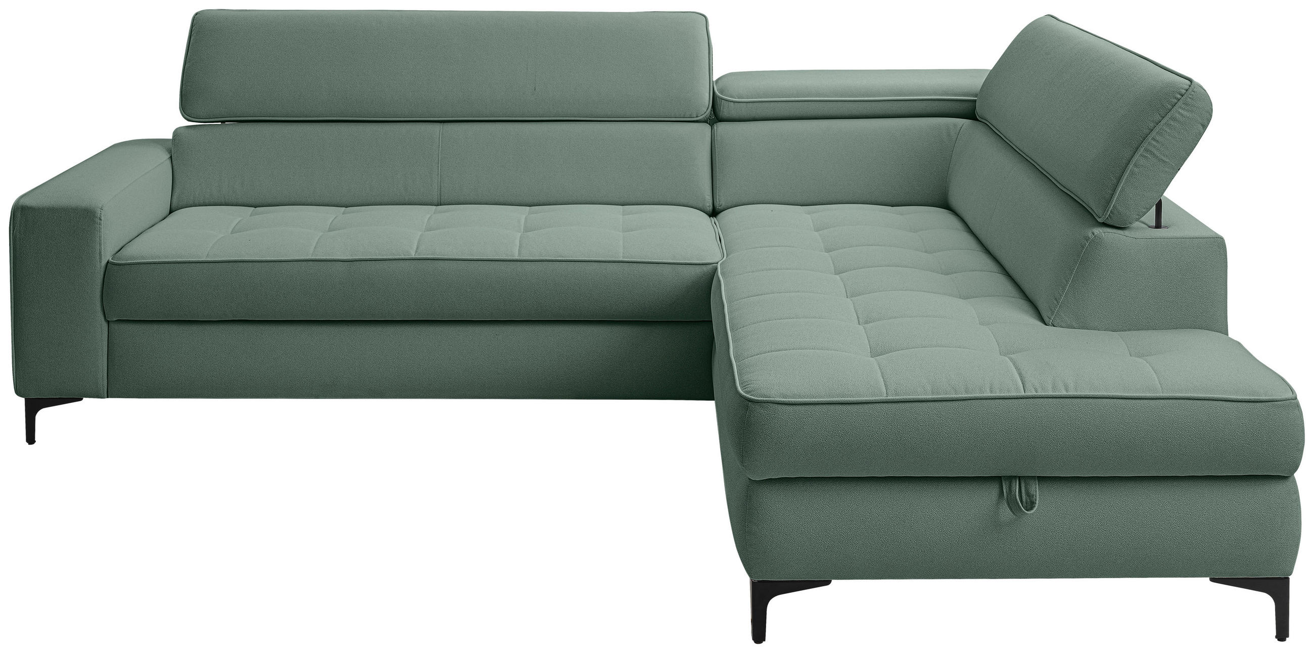 ECKSOFA  in Struktur Mintgrün  251/203 cm  - Schwarz/Mintgrün, Design, Textil/Metall (251/203cm) - MID.YOU
