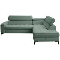 ECKSOFA  in Struktur Mintgrün  251/203 cm  - Schwarz/Mintgrün, Design, Textil/Metall (251/203cm) - MID.YOU