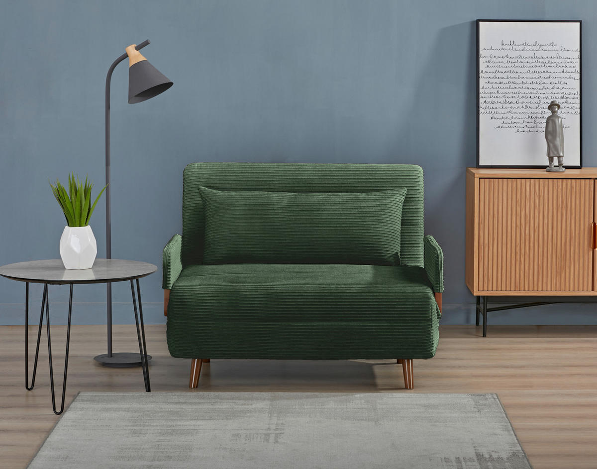 SCHLAFSESSEL Cord Grün    - Hellbraun/Grün, MODERN, Holz/Textil (107/82/91cm) - Livetastic