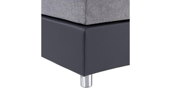 Boxspringbett mit Topper & Matratze H3 180x200cm Hampton - Anthrazit/Alufarben, KONVENTIONELL, Textil (180/200cm) - Luca Bessoni