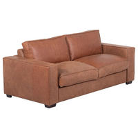 SCHLAFSOFA Cognac Echtleder  - Cognac/Dunkelbraun, Design, Leder/Holz (203/85/99cm) - MID.YOU