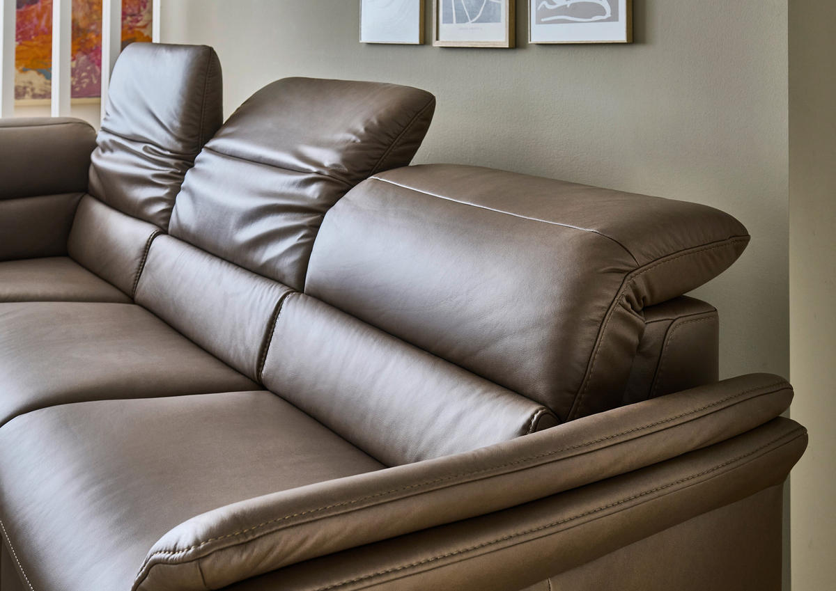 ECKSOFA Braun Echtleder  - Schwarz/Braun, Design, Leder/Metall (260/287cm) - Valdera