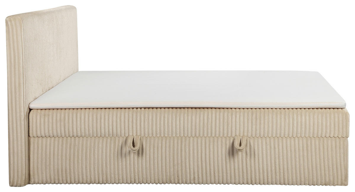 BOXBETT 180/200 cm,  in Grau, gepolstertes Kopfteil, Bettkasten, Topper, Matratzen, H3 + H3 = fest  - Schwarz/Grau, Basics, Kunststoff/Textil (180/200cm) - Chameo