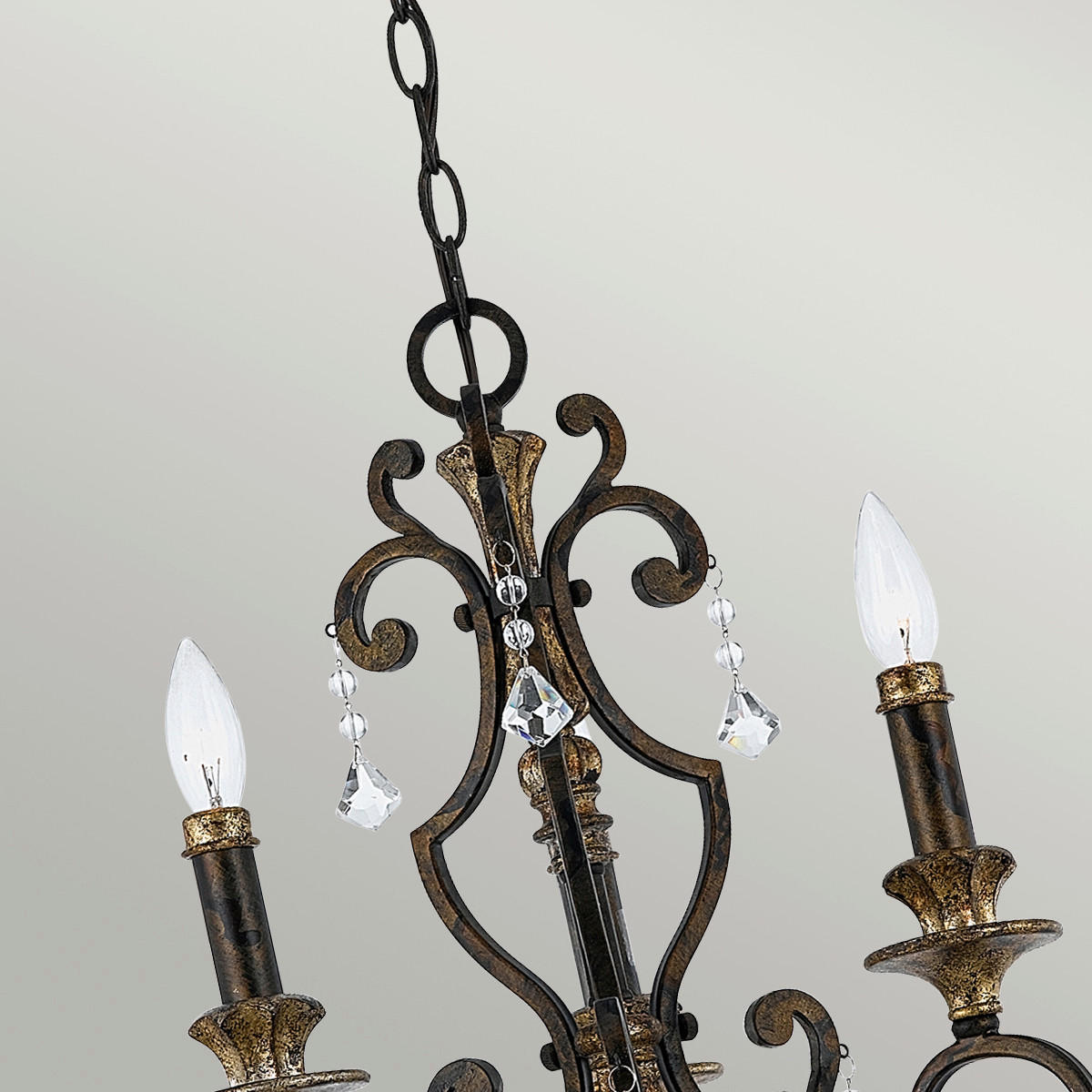 KRONLEUCHTER 45.7/70  cm    - Bronzefarben, Konventionell, Glas/Metall (45.7/70 cm) - Elstead Lighting
