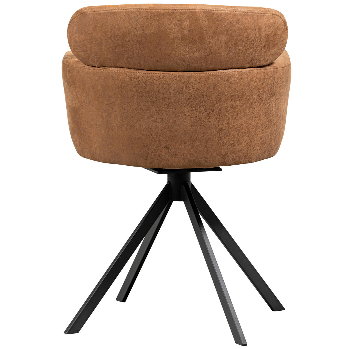 ARMLEHNSTUHL-SET 2 Stück  in Eisen Lederlook  - Cognac/Schwarz, MODERN, Textil/Metall (58/80/60cm) - Livetastic