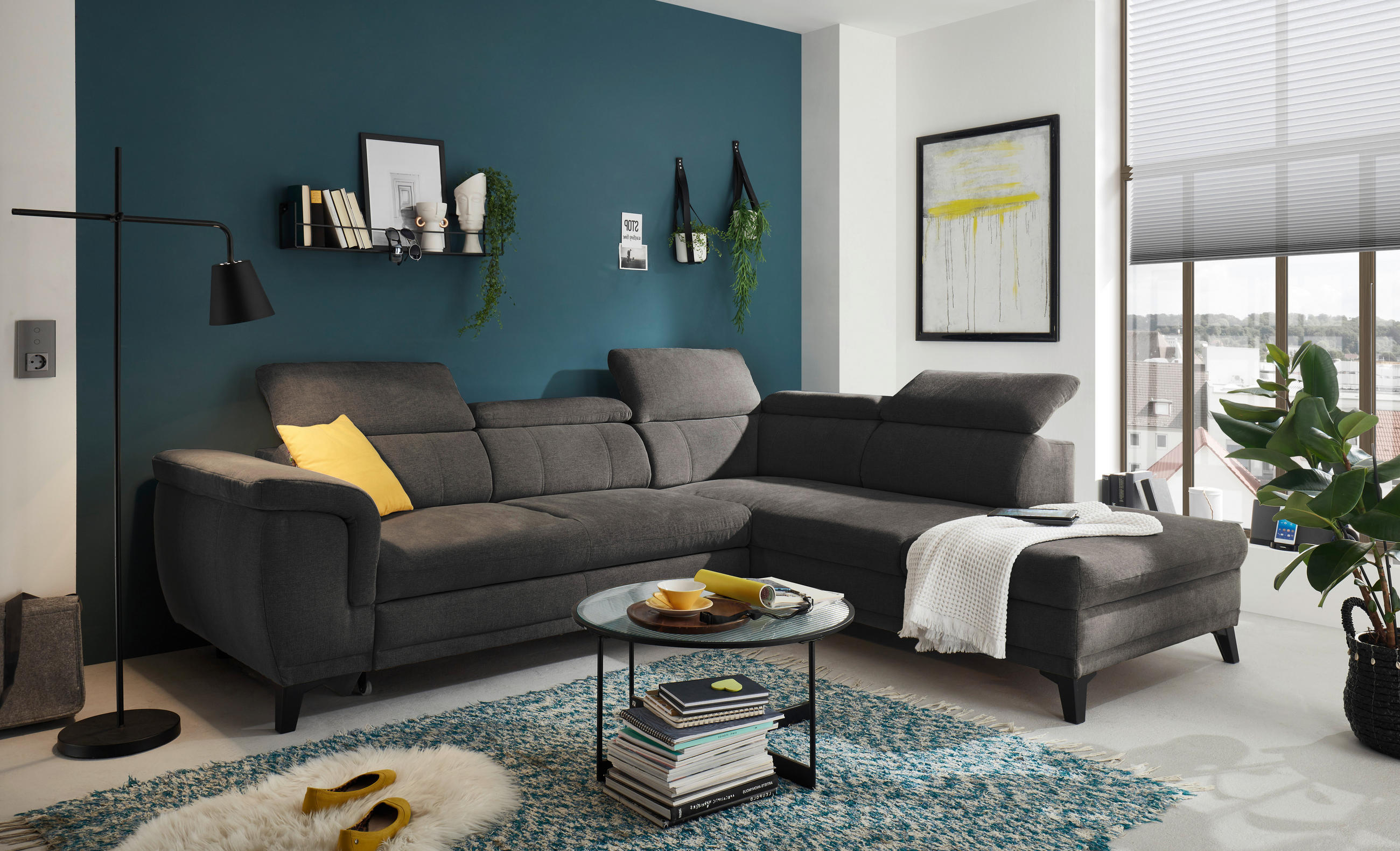 ECKSOFA Dunkelbraun Mikrovelours  - Dunkelbraun/Schwarz, KONVENTIONELL, Kunststoff/Textil (274/231cm) - Carryhome
