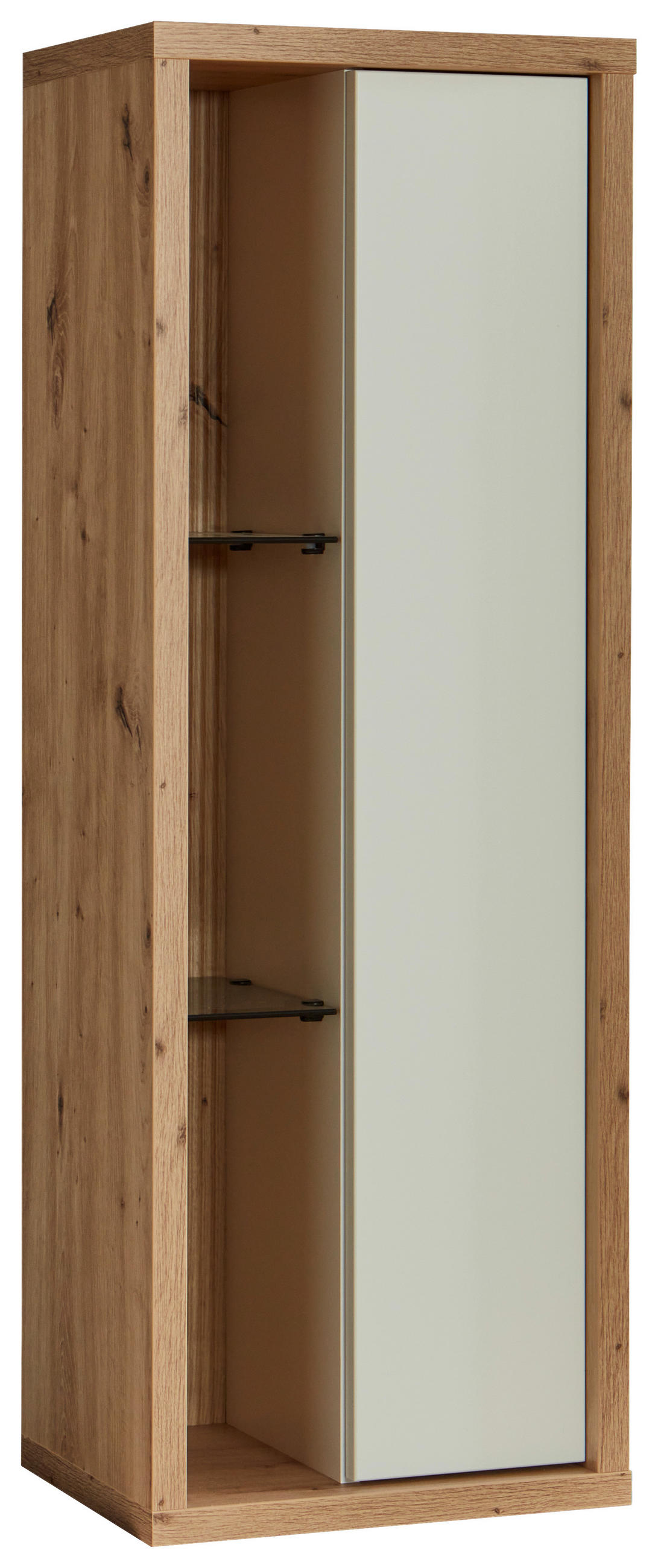HÄNGEVITRINE Weiss, Eiche Artisan  40/115/32 cm  - Weiss/Eiche Artisan, Design, Glas/Holzwerkstoff (40/115/32cm) - Stylife
