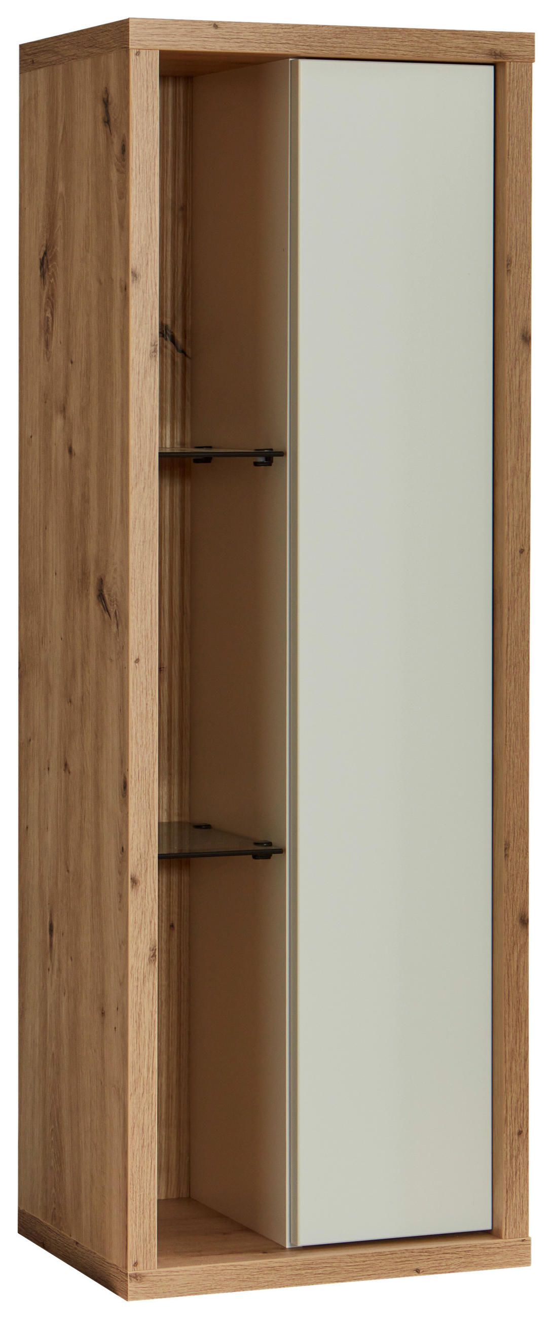 HÄNGEVITRINE Weiss, Eiche Artisan  40/115/32 cm  - Weiss/Eiche Artisan, Design, Glas/Holzwerkstoff (40/115/32cm) - Stylife