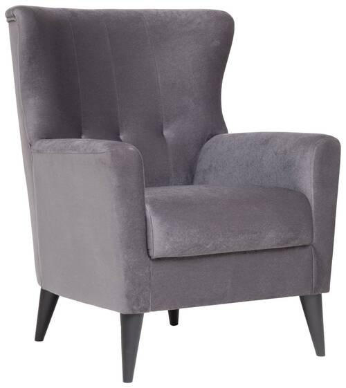 OHRENSESSEL Velours Grau    - Schwarz/Grau, KONVENTIONELL, Kunststoff/Textil (72/96/77cm) - Livetastic