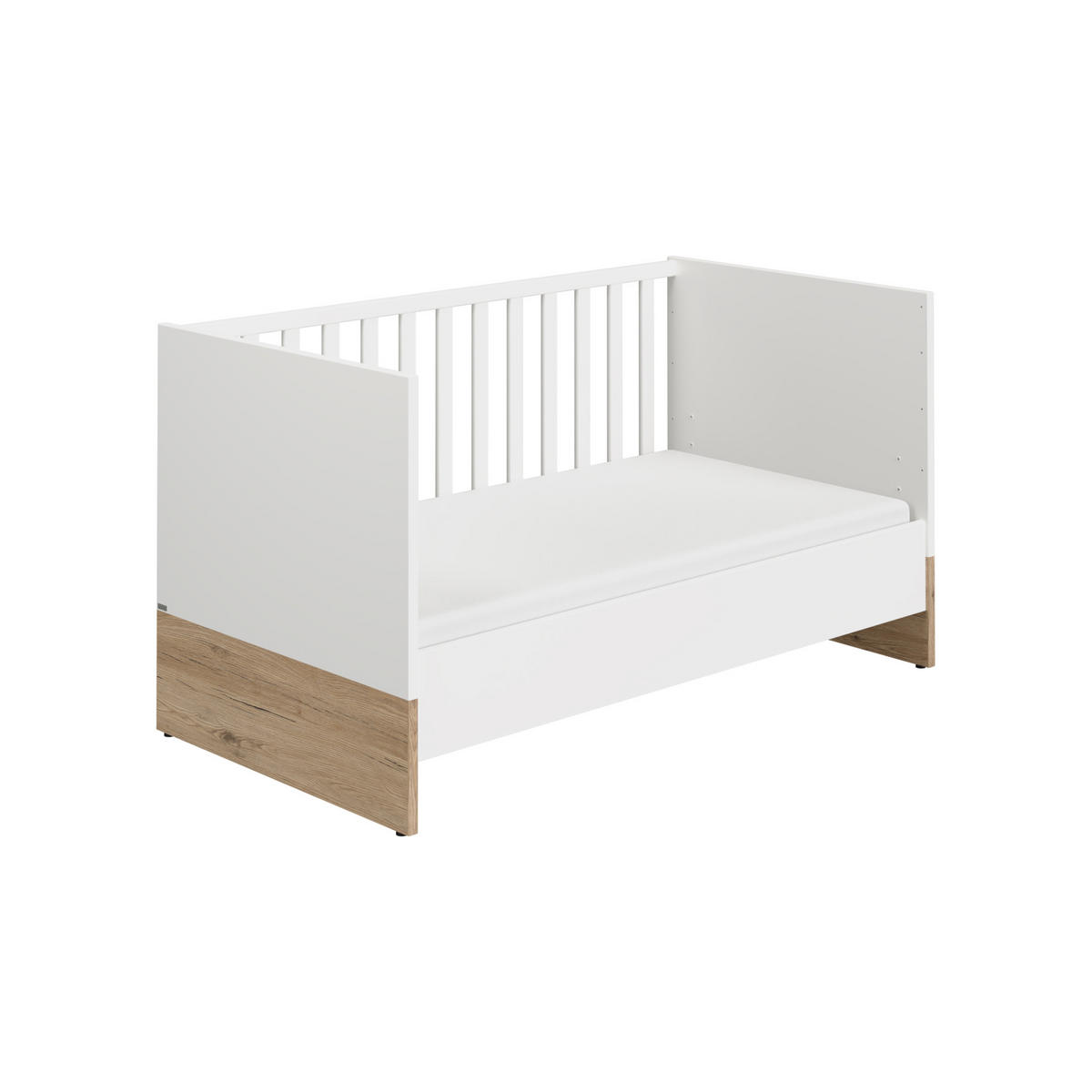 RÁCSOS KISÁGY Remo  - tölgyfa/fehér, Basics, faalapú anyag/fa (143,4/78,9cm) - Paidi
