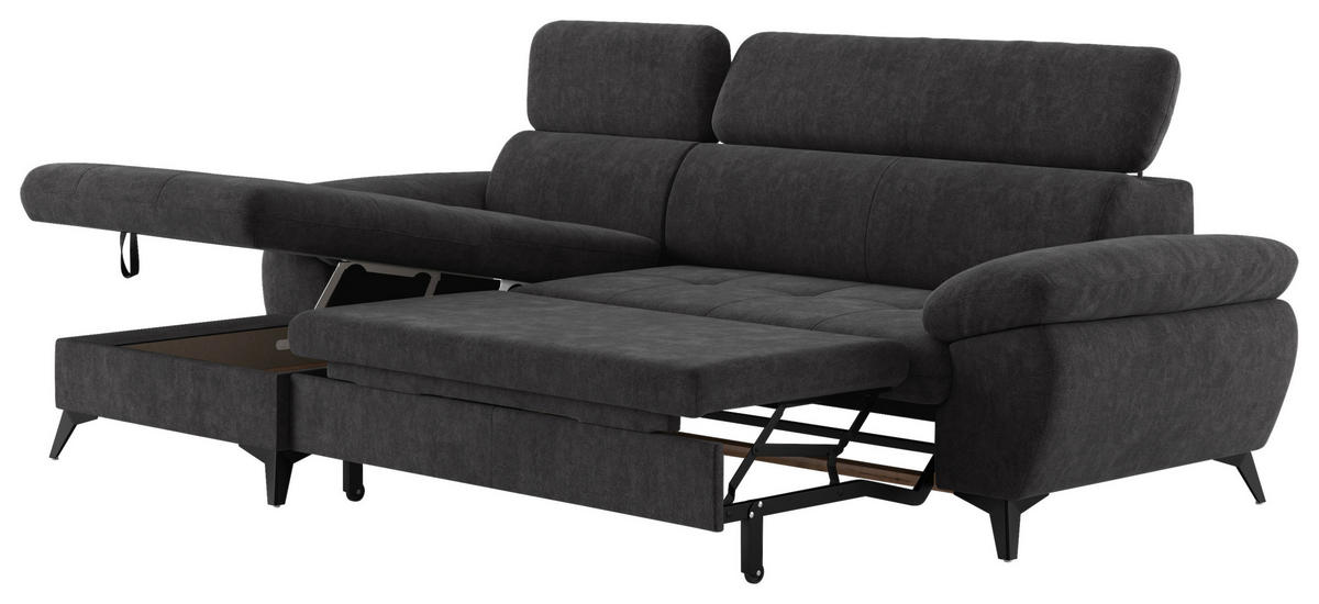 ECKSOFA in Dunkelgrau  - Schlammfarben/Dunkelgrau, Textil/Metall (166/261cm) - MID.YOU