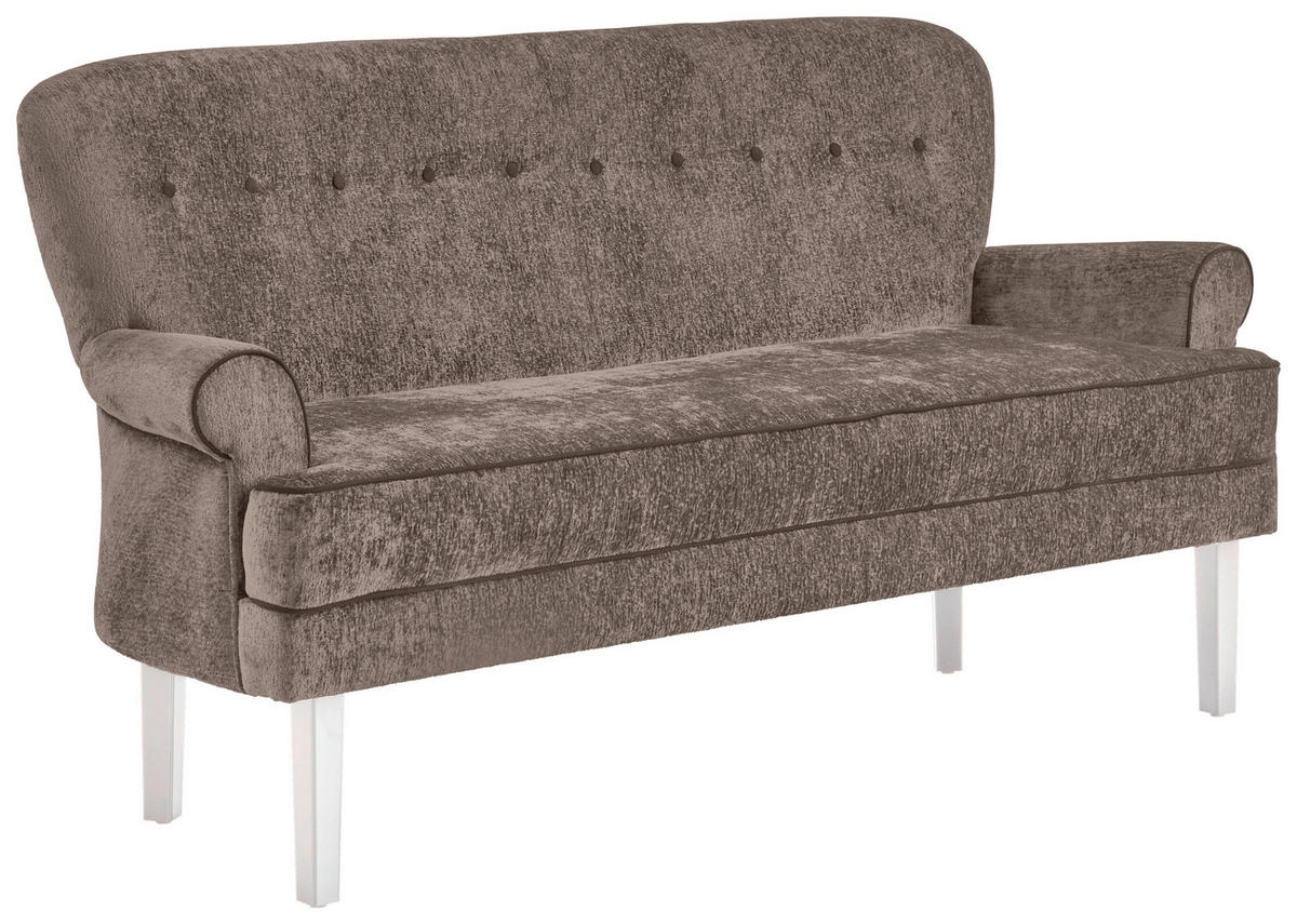 SITZBANK in Holz, Textil Taupe  - Taupe/Weiss, Lifestyle, Holz/Textil (200/91/75cm) - Valdera