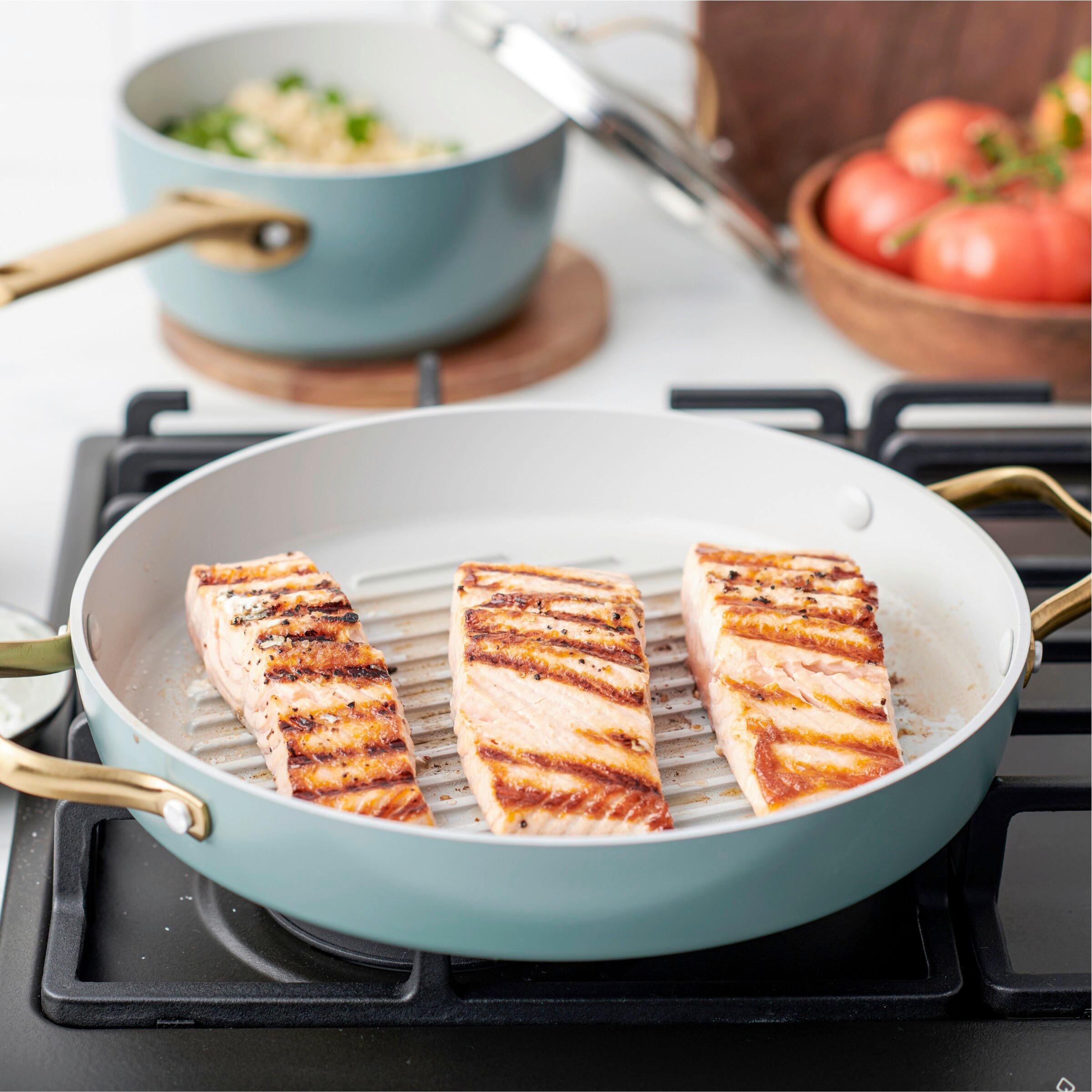 GRILLPFANNE Padova Reserve Keramikbeschichtung 28 cm  - Goldfarben/Weiß, Basics, Metall (28cm)